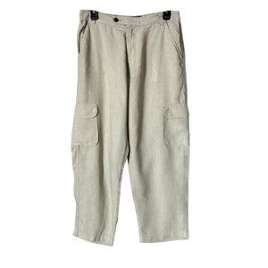 Rachel Roy Womens Linen Cargo Pants Medium Beach Coastal Lagom Lagenlook Scandi